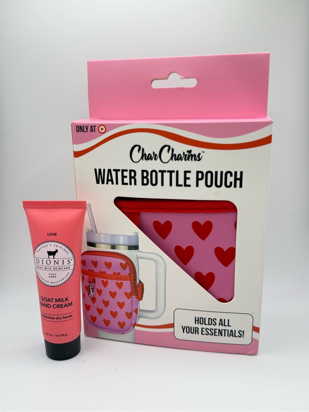 CharCharms Heart Water Bottle Pouch + Dionis Goat Milk Love Hand Cream Gift Set - Picture 2 of 4